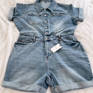 Judy Blue denim shorts jumpsuit, NWT